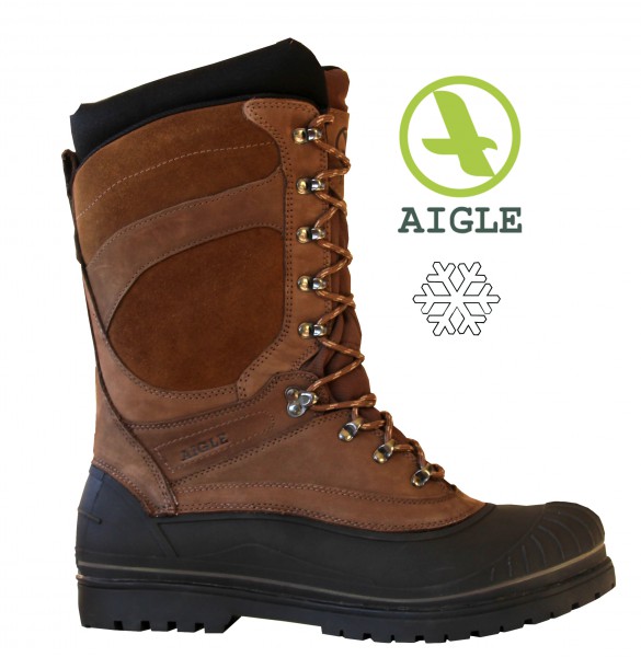 AIGLE BELFY Winterschuhe Schneestiefel Boots Leder braun